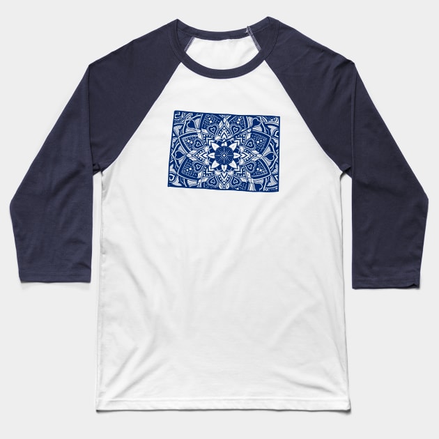 Blue Colorado State Gift Mandala Yoga CO Art Baseball T-Shirt by Get Hopped Apparel